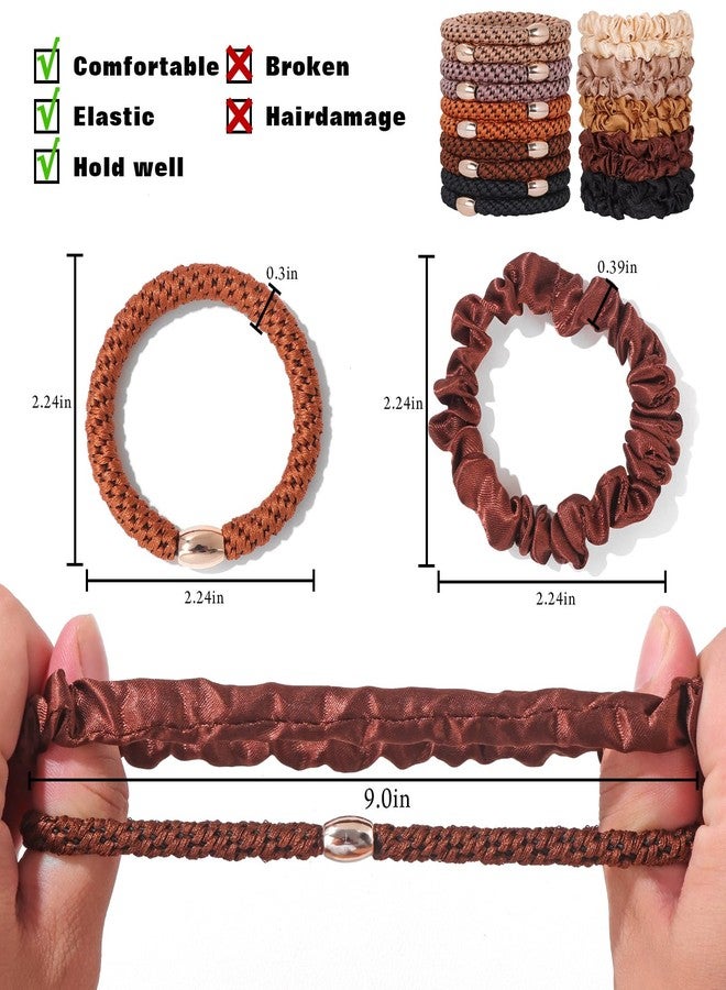Raicegs 20Pcs Thick Hair Ties & Silk Scrunchies Set for Women Satin Hair Scrunchies Elastic Hair Ties for Thick Hair Braided No Damage Ponytail Holders Hair Accessories for Women - Image 4