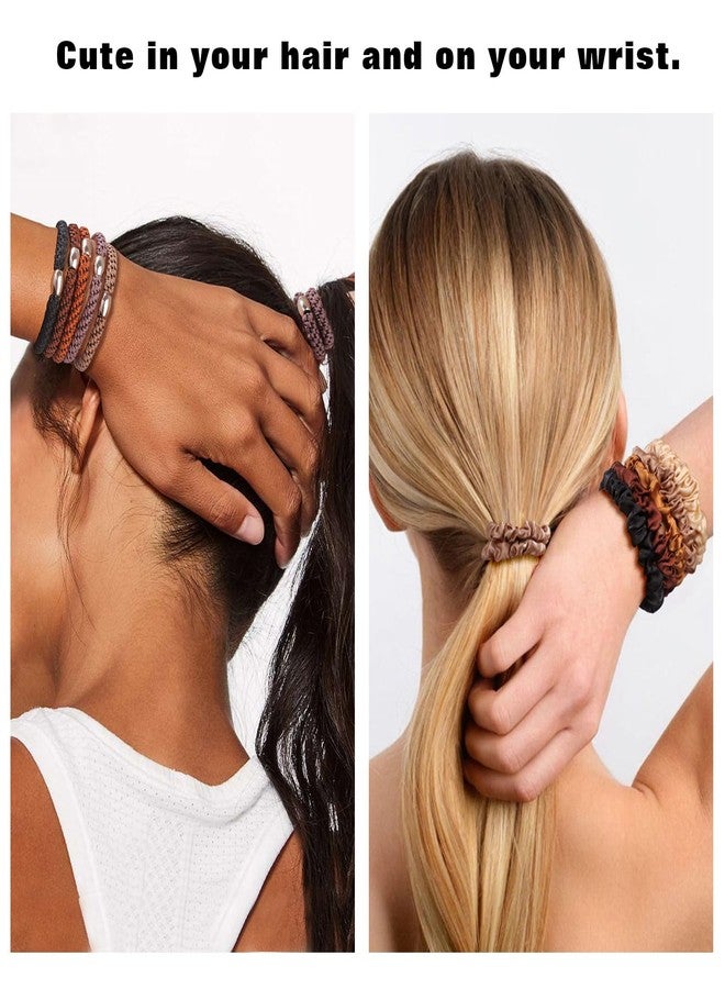 Raicegs 20Pcs Thick Hair Ties & Silk Scrunchies Set for Women Satin Hair Scrunchies Elastic Hair Ties for Thick Hair Braided No Damage Ponytail Holders Hair Accessories for Women - Image 5