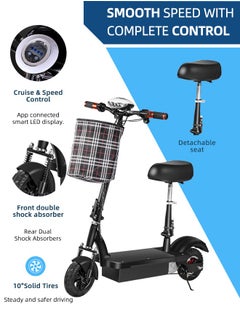 Favarey Foldable ScooterElectric Kick Scooter 24V With Seats and Keys, Commuter E-Scooter with Front Light, Max Speed 20-30 KM, Electric Scooter With Charger, 8"Black  - Image 3