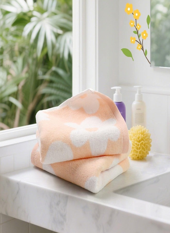 Jacquotha Floral Hand Towels for Bathroom - 2 Pack Cotton Face Towels 13" x 28", Soft Decorative with Cute Daisy Prints for Guest Room, Kitchen Decor, Pale Peach - Image 3