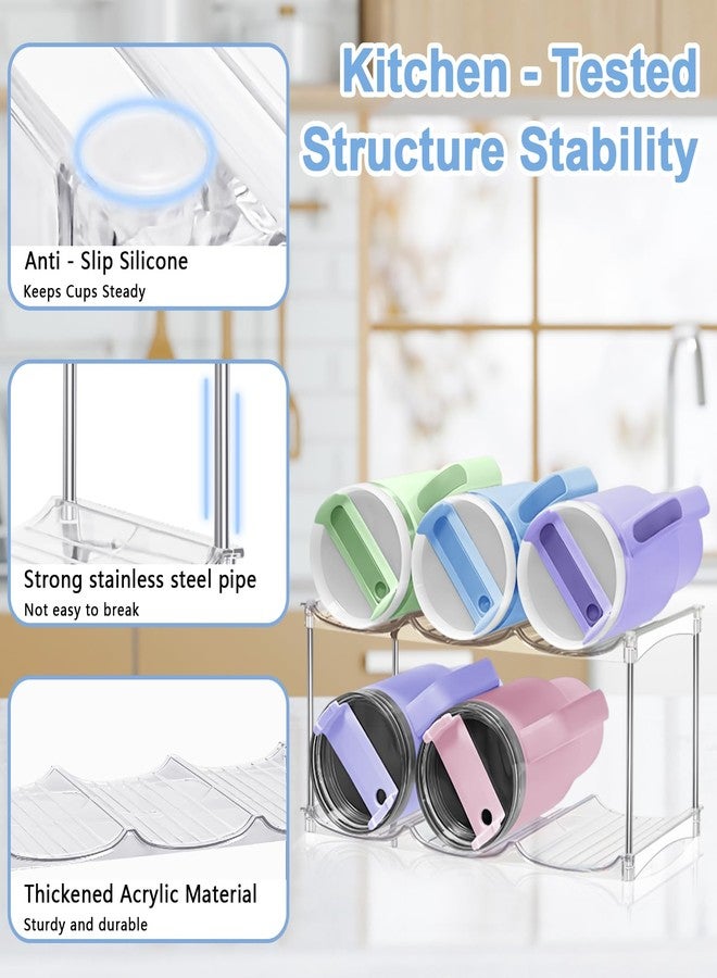 منظم زجاجات مياه (عبوتان)، حامل زجاجات مياه قابل للتكديس - حامل أكواب ستانلي لخزائن المطبخ، منظم تخزين لأكواب ستانلي من أوالا سعة 40 أونصة، منظم أكواب لتخزين الزجاجات - Image 4