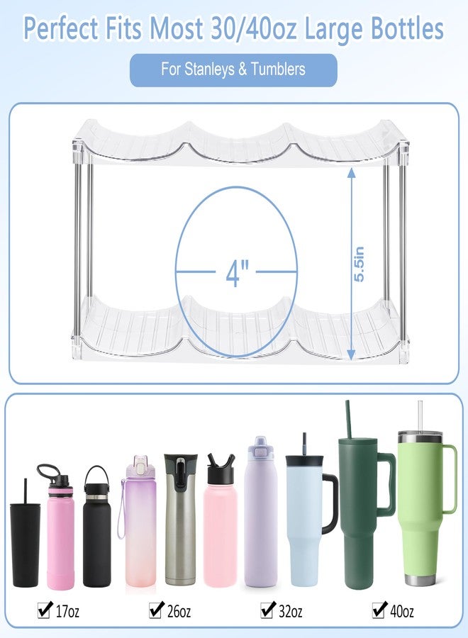 منظم زجاجات مياه (عبوتان)، حامل زجاجات مياه قابل للتكديس - حامل أكواب ستانلي لخزائن المطبخ، منظم تخزين لأكواب ستانلي من أوالا سعة 40 أونصة، منظم أكواب لتخزين الزجاجات - Image 3