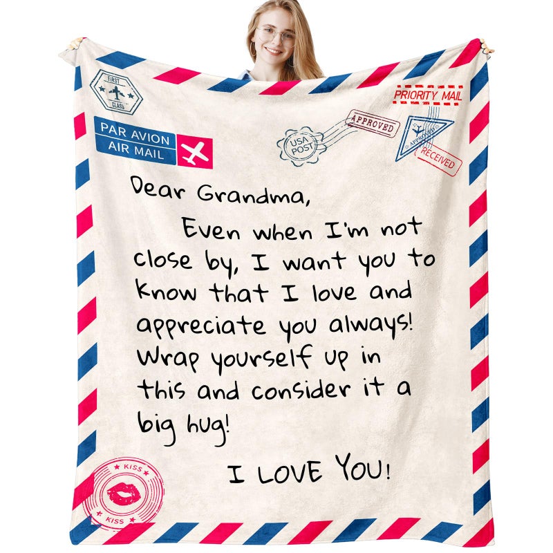 Yufrtck Grandma Gifts  Valentines Day Birthday Gifts for Grandma  Gift Ideas for Grandma  Grandmother Gifts Throw Blanket 60"" x 50""  Presents for Grandma from Granddaughter/Grandson/Grandkids/Grandchildren - Image 1