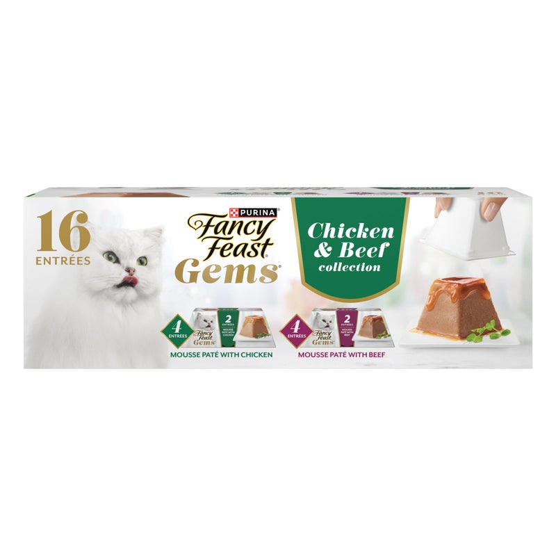 Fancy Feast Gems Pate Cat Food Mousse Chicken or Beef and a Halo of Savory Gravy Wet Cat Food Variety Pack - (1) 8 ct. Boxes - 8 ct. Box - Image 1