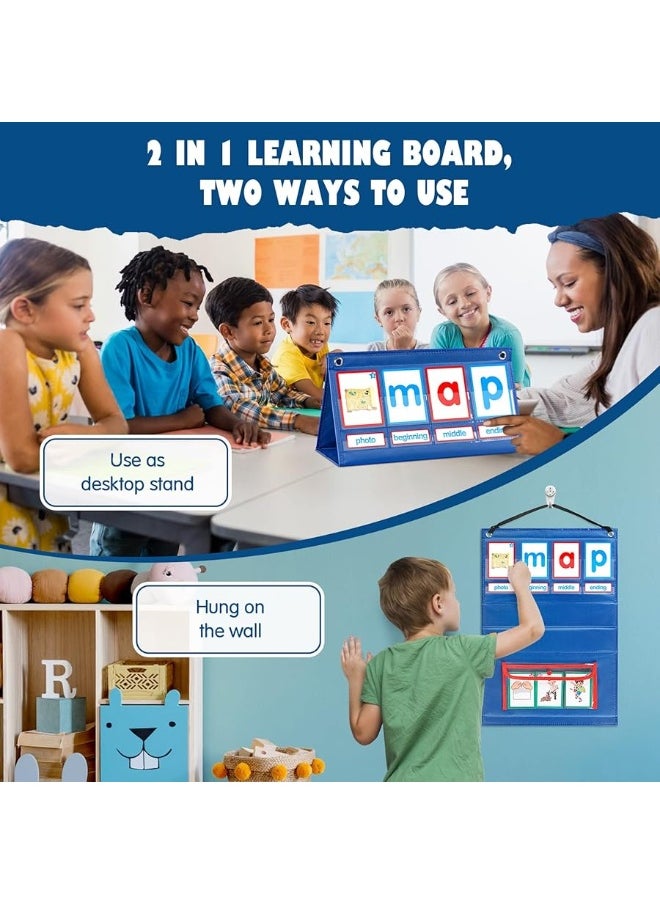 KIKIGOAL - KIKIGOAL CVC Word Builder Desktop Pocket Chart Tent Cards Kit Phonics Games Flash Cards for Preschool Kindergarten Classroom Spelling Educational Toy for Kids Autism Special Education - Image 1