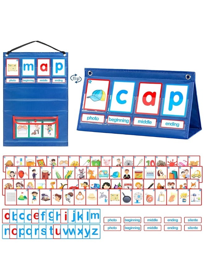 KIKIGOAL - KIKIGOAL CVC Word Builder Desktop Pocket Chart Tent Cards Kit Phonics Games Flash Cards for Preschool Kindergarten Classroom Spelling Educational Toy for Kids Autism Special Education - Image 1
