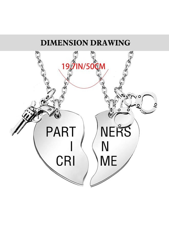 MJartoria Best Friend Necklaces BFF Necklace for 2 Friendship Valentines Day Gifts Matching Heart Pendant Necklace Best Friends Forever (Silver, Partners in crime) - Image 5