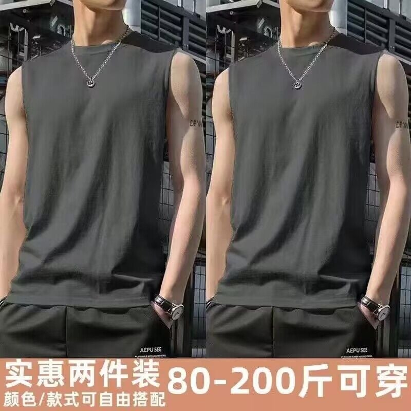 Summer Plus-Size Men'S Tank Top Ins Style Sports Sleeveless Vest T-Shirt Solid Color Base Undershirt Versatile - Image 5