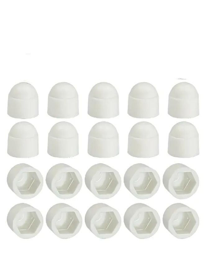 M8 White Hexagonal Dome Nut Caps Heavy Duty PE Plastic Dustproof Impact Resistant - Image 1