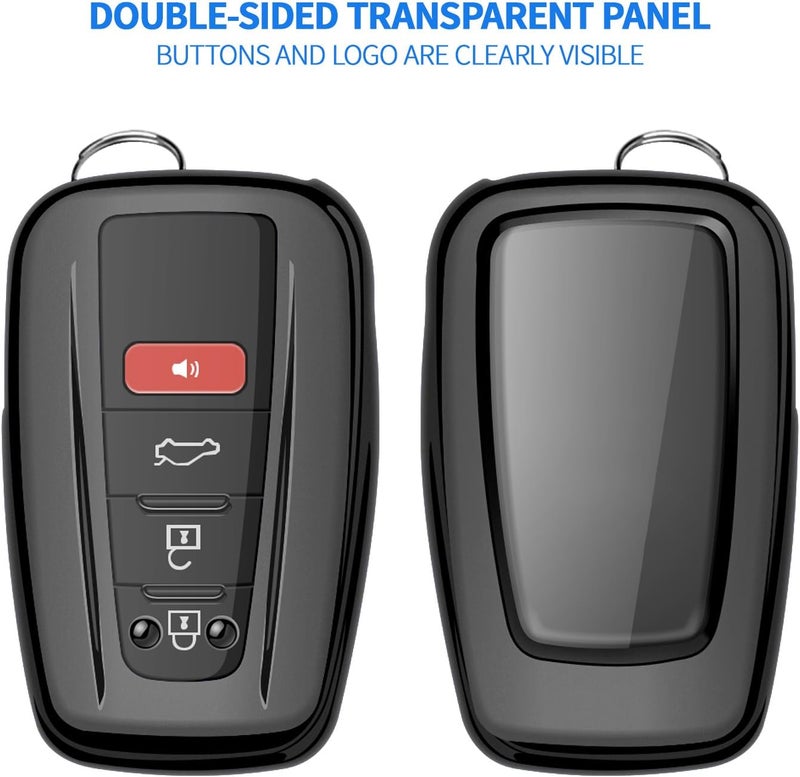 Autophone for Toyota Key Fob Cover with Keychain Soft TPU Key Shell Case,For 2020-2024 Highlander 2018-2024 RAV4 Camry C-HR Corolla Avalon Prius GT86 (Black) - Image 3