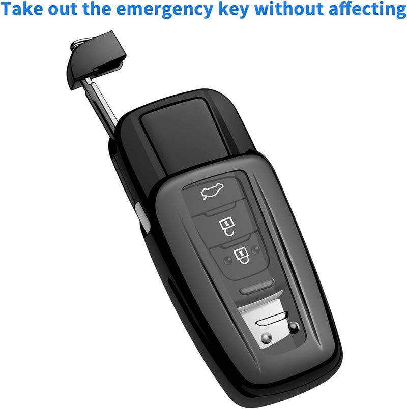 Autophone for Toyota Key Fob Cover with Keychain Soft TPU Key Shell Case,For 2020-2024 Highlander 2018-2024 RAV4 Camry C-HR Corolla Avalon Prius GT86 (Black) - Image 4
