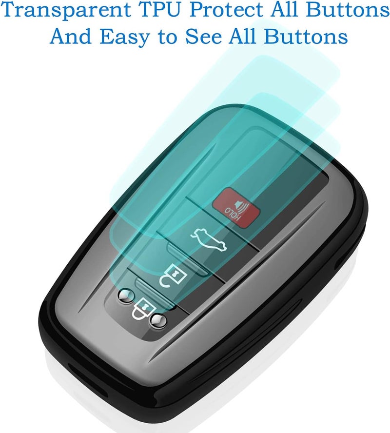 Autophone for Toyota Key Fob Cover with Keychain Soft TPU Key Shell Case,For 2020-2024 Highlander 2018-2024 RAV4 Camry C-HR Corolla Avalon Prius GT86 (Black) - Image 5