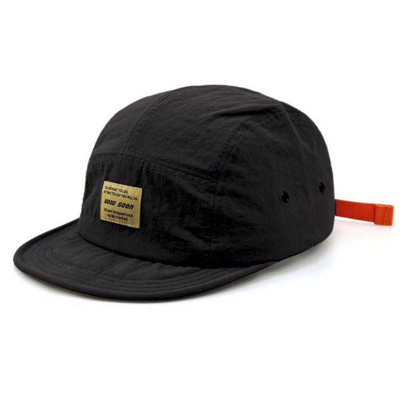 FASHIXD 5 Panel Hat, Short Brim Quick Drying Baseball Cap with Embroidery for Outdoor Sports (US, Alpha, One Size, Black) - Image 1