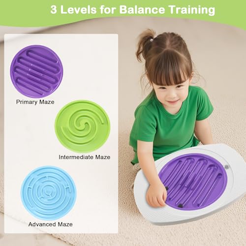 Zozimix Balance Board with Maze for Kids, 20 inch Labyrinth Wobble Board Rocking Seesaw Sensory Training with 2 Balls & 2 Replacement Labyrinth Disks, Non-Slip Pedals Indoor Outdoor for Boys Girls - Image 2