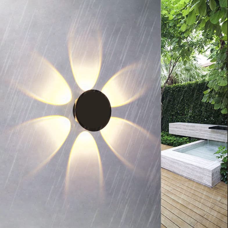 Groeien (Pack of 2) 12 Watts Waterproof LED Round Shape Six Way Indoor Outdoor Exterior Wall Light (Warm White,Aluminium) - Image 1