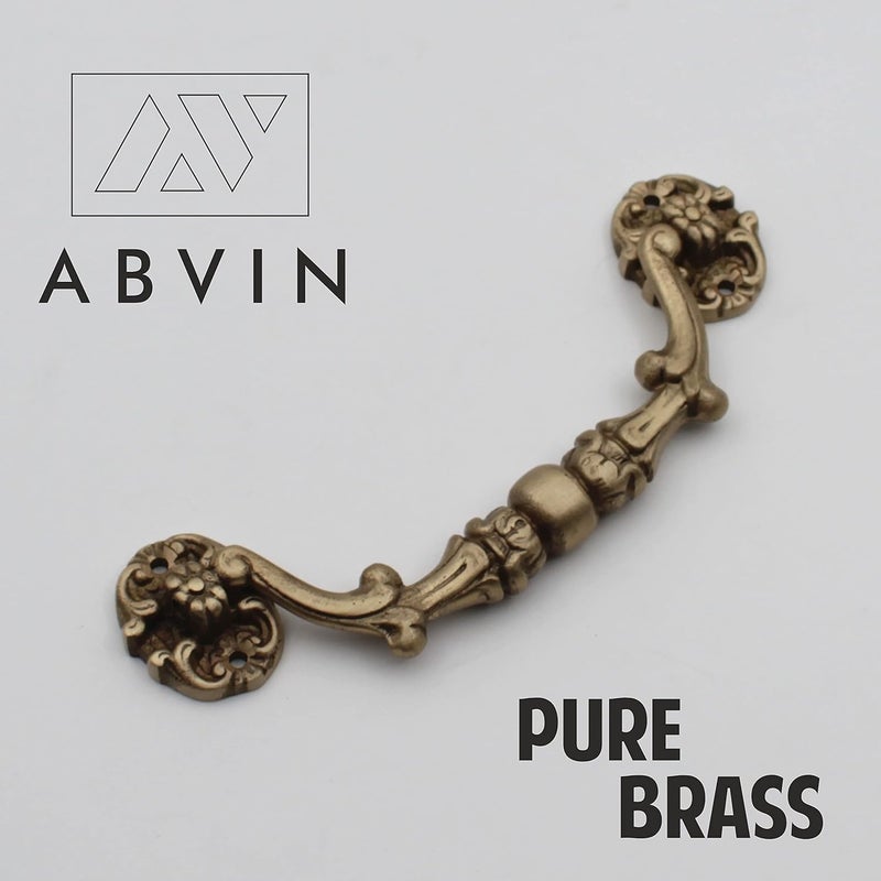 ABVIN Vintage Brass Drop Pull Handle Satin Brass pulls Drawer Handles Imperfect 1 Pcs - Image 2