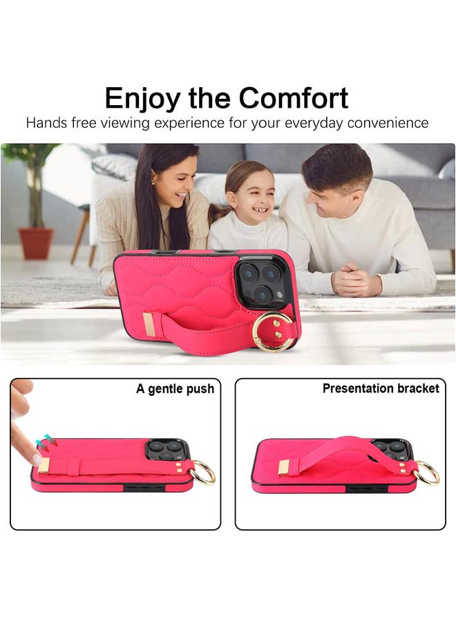 اس-توب جراب لهاتف iPhone 16 Pro، جراب هاتف PU غير قابل للانزلاق مع حلقة تغطية كاملة مع سوار معصم - Image 4