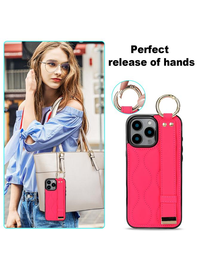 اس-توب جراب لهاتف iPhone 16 Pro، جراب هاتف PU غير قابل للانزلاق مع حلقة تغطية كاملة مع سوار معصم - Image 5