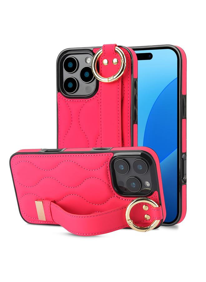 اس-توب جراب لهاتف iPhone 16 Pro، جراب هاتف PU غير قابل للانزلاق مع حلقة تغطية كاملة مع سوار معصم - Image 1