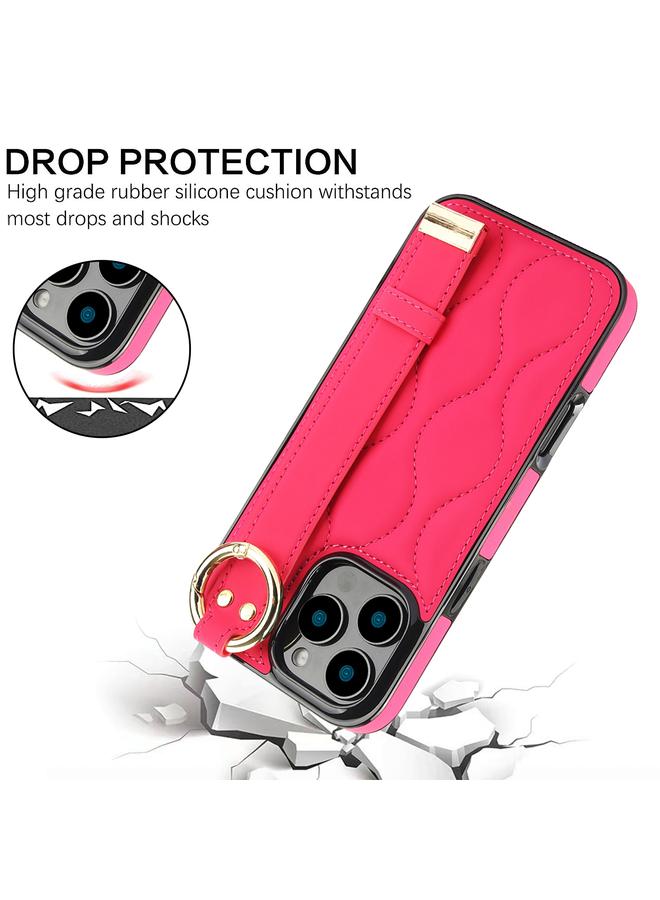 اس-توب جراب لهاتف iPhone 16 Pro، جراب هاتف PU غير قابل للانزلاق مع حلقة تغطية كاملة مع سوار معصم - Image 2