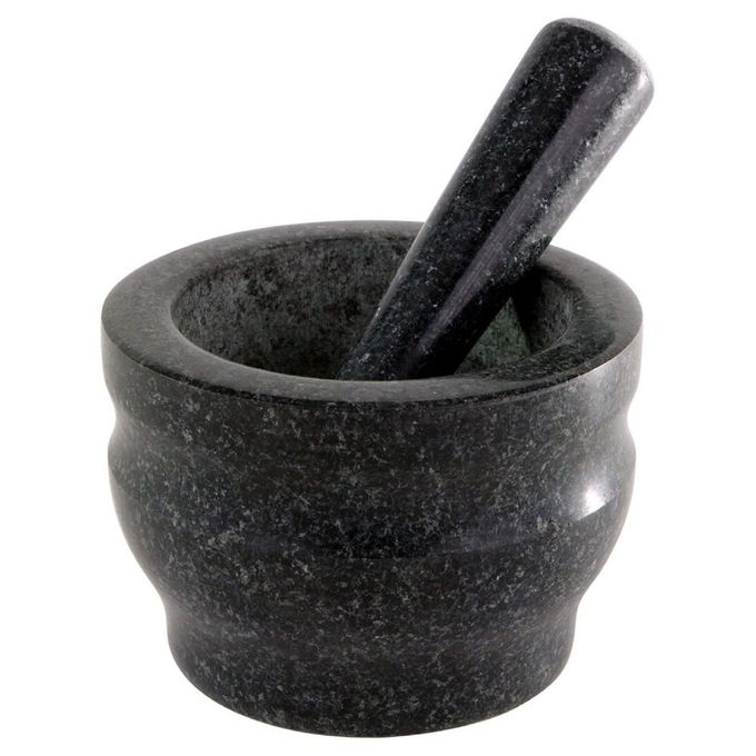 Cole & Mason 5.5-inch Granite Mortar & Pestle - Unpolished Stone Mortar & Pestle for Kitchen - Small Grinding Bowl for Herbs and Spices - Black, 8 pounds - Image 1