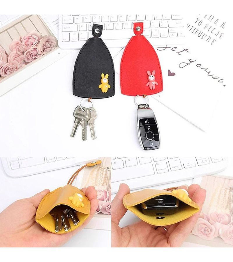 Black Bunny Design Key Sleeve Made Of Durable Material For Holding Car Keys With Ample Storage Space - Image 1