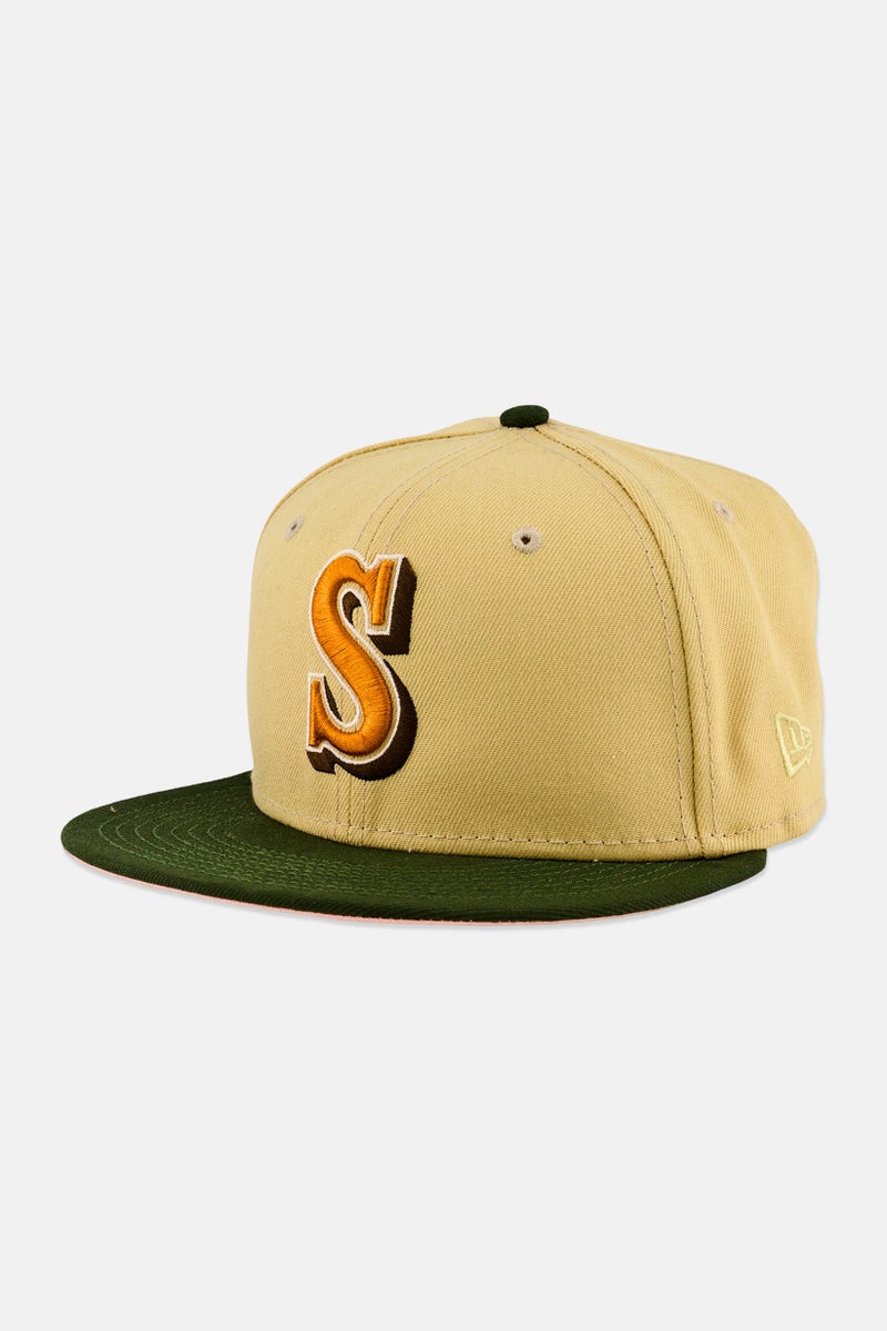New Era x MLB Men Seattle Mariners Fitted Cap, Tan - Image 1