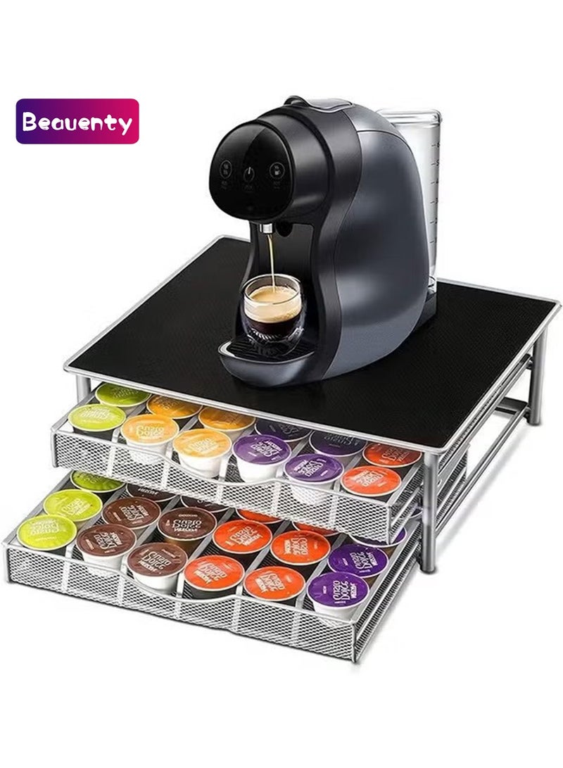 Beauenty Coffee Pod Holder, 72 Dolce Gusto Pod Holders, Coffee Capsules Storage Drawer with Coffee Machine Stand & Non - Slip Feet - Image 1