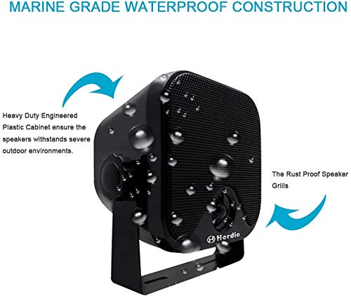 Herdio 4 Inches Heavy Duty Waterproof Boat Marine Box Outdoor Speakers Surface Mounted for Skid Steer ATV UTV RZR Golf Cart Tractor Powersports Boat Truck Jeep - Image 5