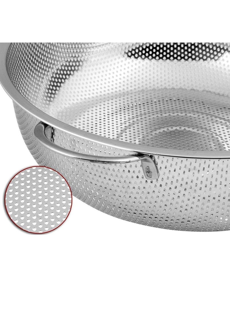 KD ZONE KD ZONE Stainless Steel MicroPerforated 255 cm Colander Kitchen Strainer Sieve with Handle Bowl Pasta Rice Fruit Noodles Vegetable wash Drainer Veggie Washing Bowl Colander  - Image 2