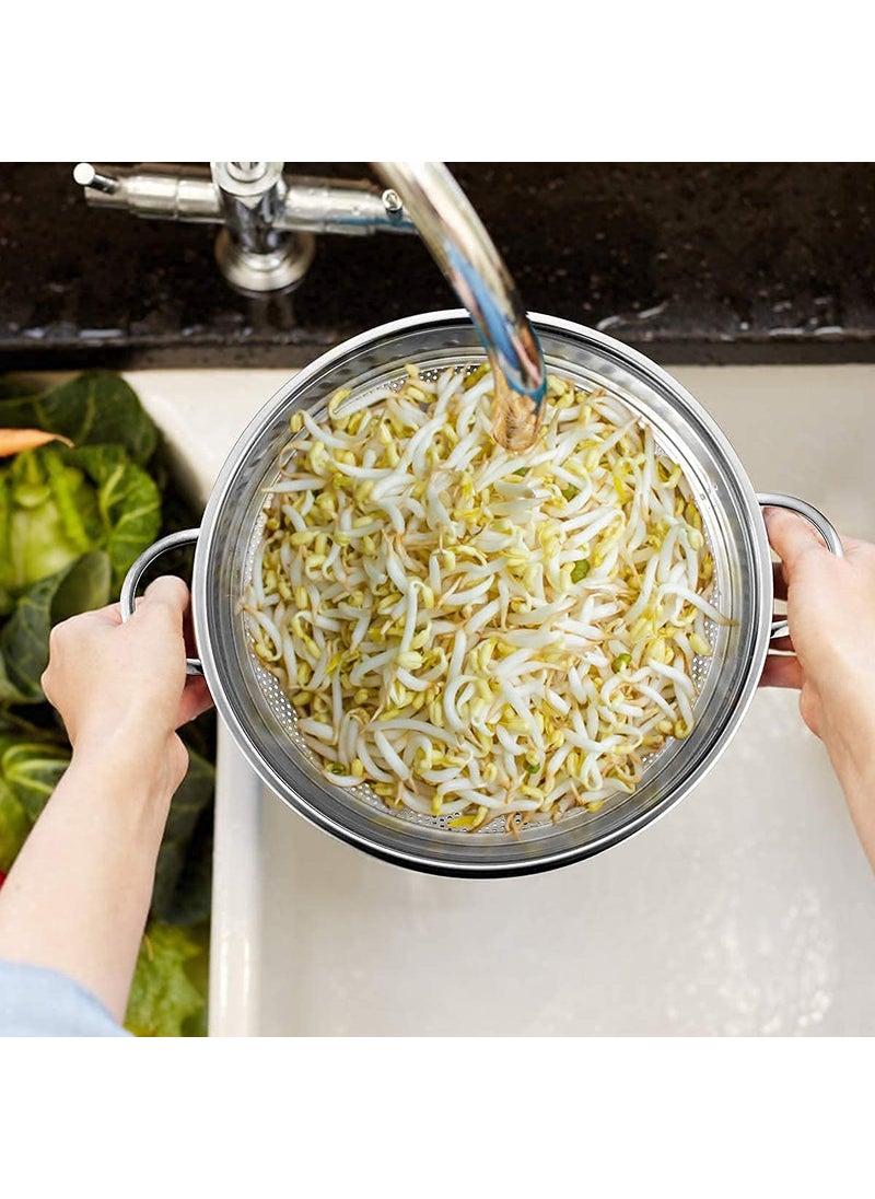 KD ZONE KD ZONE Stainless Steel MicroPerforated 255 cm Colander Kitchen Strainer Sieve with Handle Bowl Pasta Rice Fruit Noodles Vegetable wash Drainer Veggie Washing Bowl Colander  - Image 5