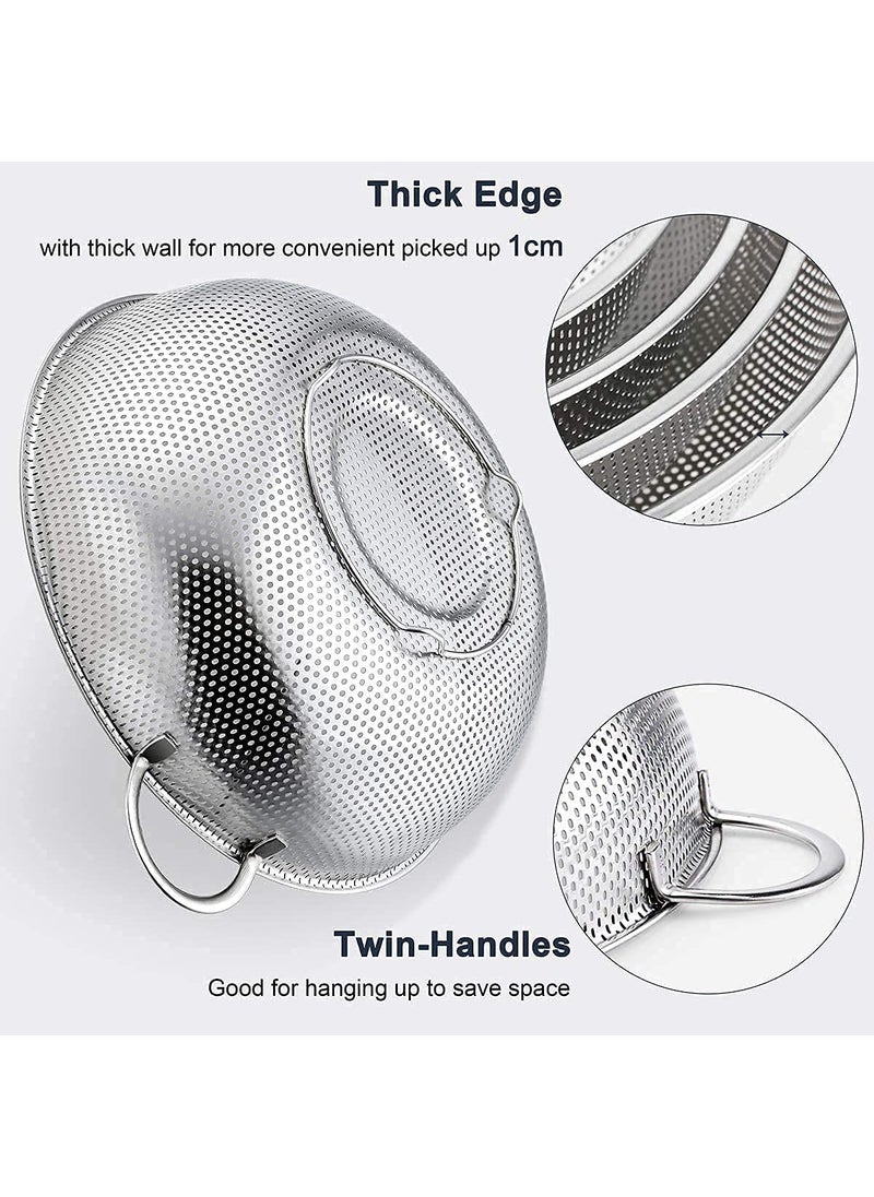 KD ZONE KD ZONE Stainless Steel MicroPerforated 255 cm Colander Kitchen Strainer Sieve with Handle Bowl Pasta Rice Fruit Noodles Vegetable wash Drainer Veggie Washing Bowl Colander  - Image 3