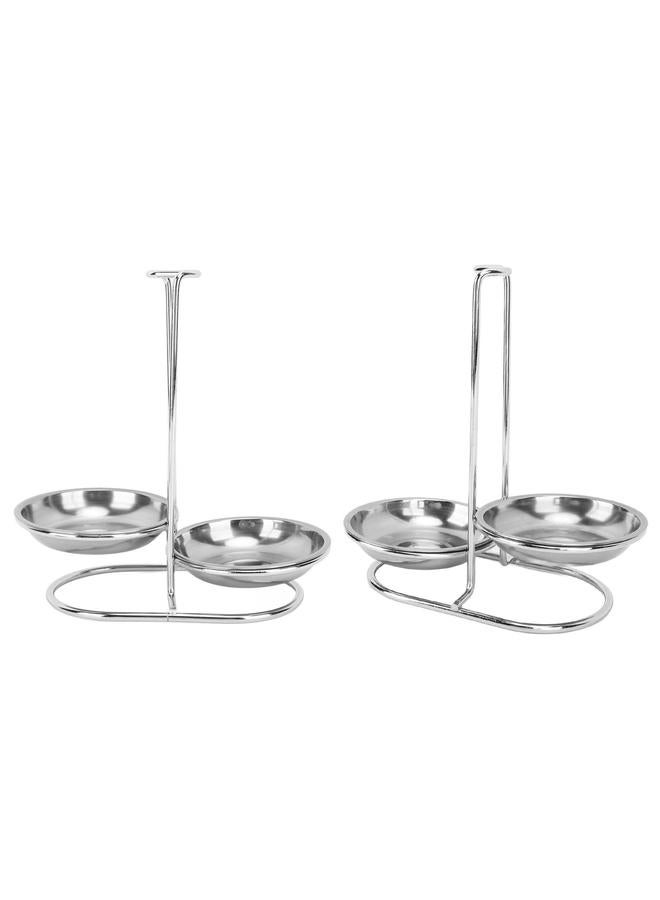 Vertical Soup Ladle Holder Spoon Rest Stainless Steel Easy Access Cooking Utensils Stand for Kitchen Cookware Hot Pot Silver with 2 Plate - Image 2