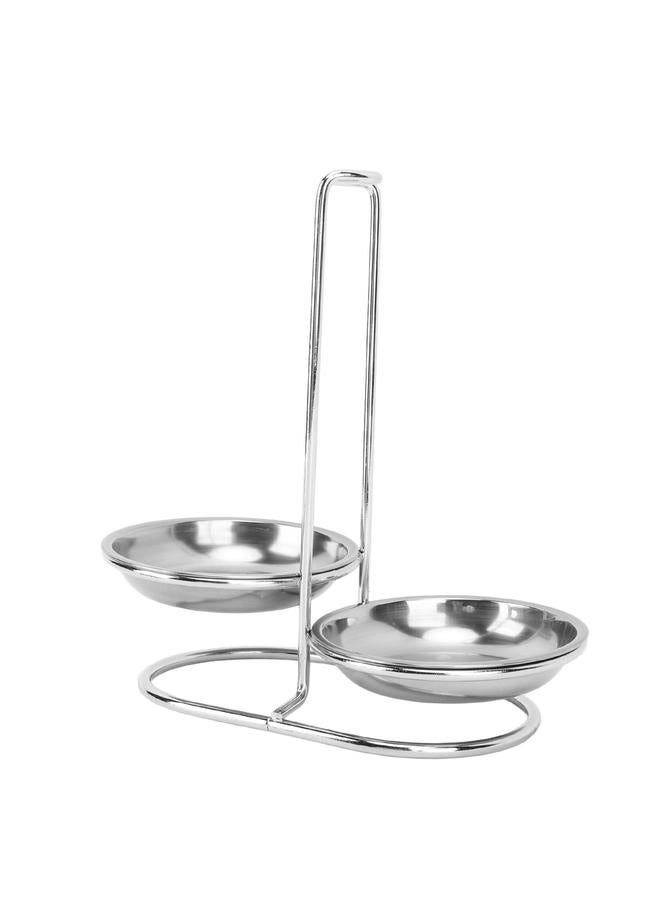 Vertical Soup Ladle Holder Spoon Rest Stainless Steel Easy Access Cooking Utensils Stand for Kitchen Cookware Hot Pot Silver with 2 Plate - Image 4