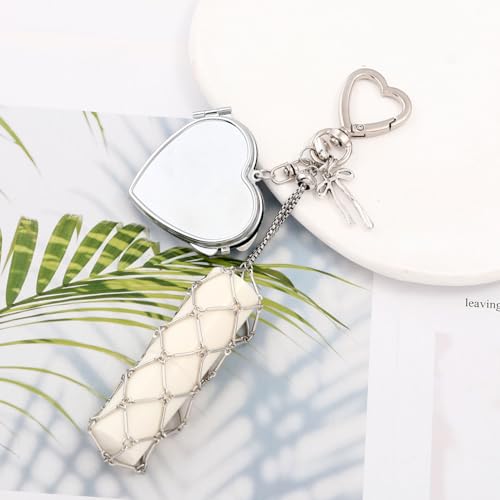 Disengor Y2K Chapstick Holder Keychain with Mirror Kawaii Lip Gloss Keychain Holder for Purse Bag Charm Accessories (HXBG00208-01) - Image 3