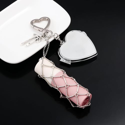 Disengor Y2K Chapstick Holder Keychain with Mirror Kawaii Lip Gloss Keychain Holder for Purse Bag Charm Accessories (HXBG00208-01) - Image 2