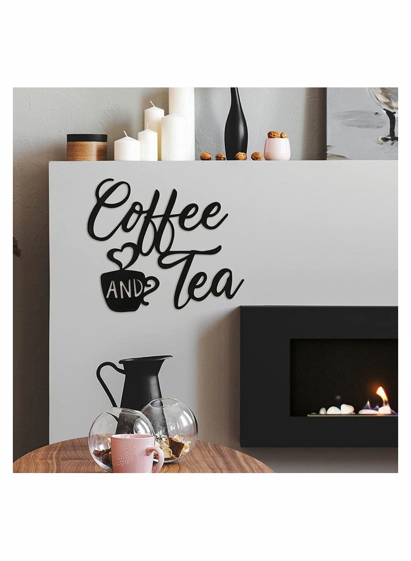 SYOSI علامة قهوة وبار شاي لتزيين المطبخ مع أكواب فن الجدار المعلق كوب أسود للمنزل أو المكتب الريفي 12x10.2 بوصة - Image 4