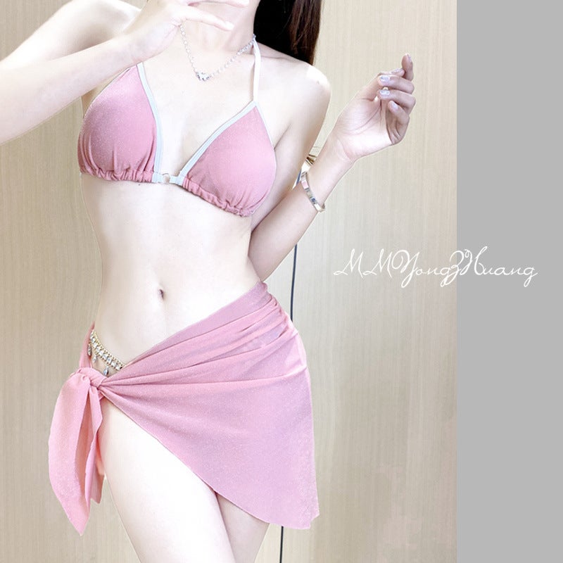 Bikini Bikini Split Three-piece Swimsuit Women''s Sexy Internet Popular Popular Holiday Mermaid Diamond Swimsuit Women - Image 3