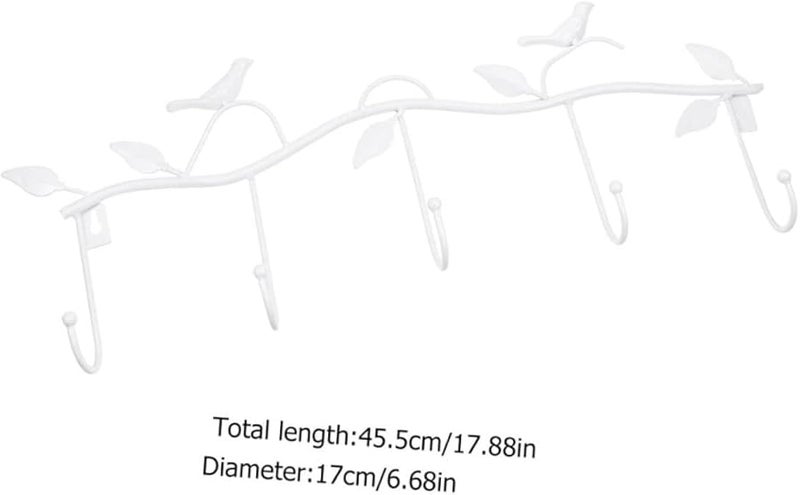 خطاف مفاتيح حائط من الحديد الأبيض بتصميم ورقة الشجر لتنظيم تخزين المنزل - Image 3