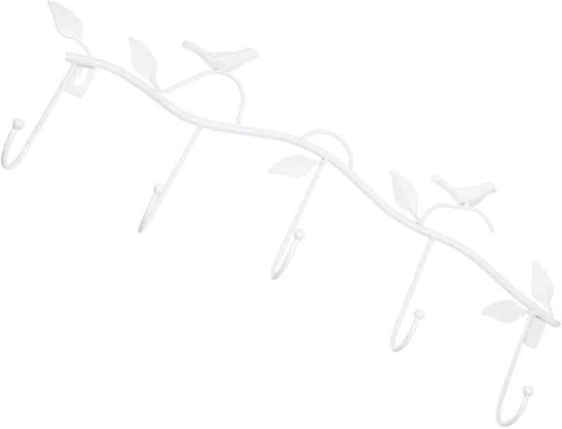 خطاف مفاتيح حائط من الحديد الأبيض بتصميم ورقة الشجر لتنظيم تخزين المنزل - Image 2