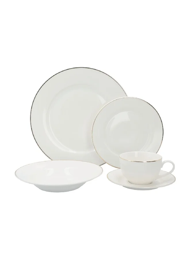 Bien Servi 20-Piece Gold Rim Dinner Set White and Gold GOD2-BCN