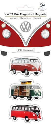 BRISA VW Collection - Volkswagen Refrigerator Office Pinboard Magnets with T1 Bus Motifs (3-Piece Set/Camper/Multicolor) - Image 1