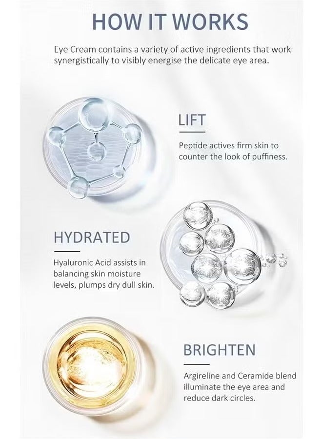 AuQuest Peptide Anti Aging Eye Serum 20ml, Anti-Aging and Remove Wrinkles Eye Serum, with Three 360° Massage Ball, Eye Cream with Anti Allergy Applicatorhead, Firming Lifting Eye Essence, Eye Care - Image 3