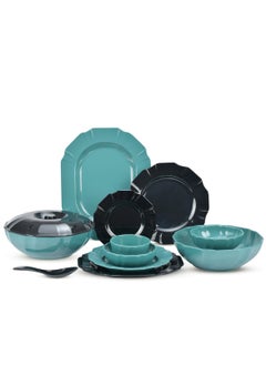 Diamond 42 Piece Melamine Diamond Set, Black/Green 