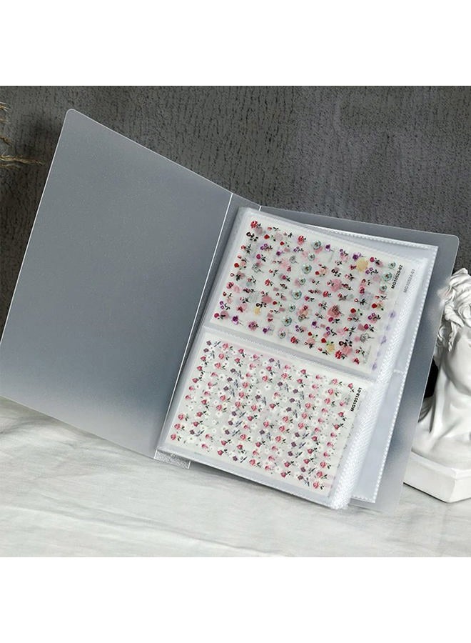 RUSTAMM Nail Art Sticker Storage Book Collecting Album 80 Slots Empty Storage Holder Binder Book Plastic Nail Stenicls Organizer Easy Photo Album Manicure Nail Art Tools - Image 1