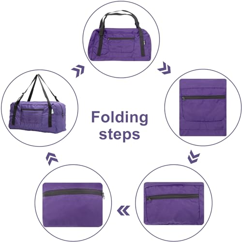 HOLYLUCK Foldable Travel Duffel Bag For Women Men Luggage Great for Gym Purple - Image 3