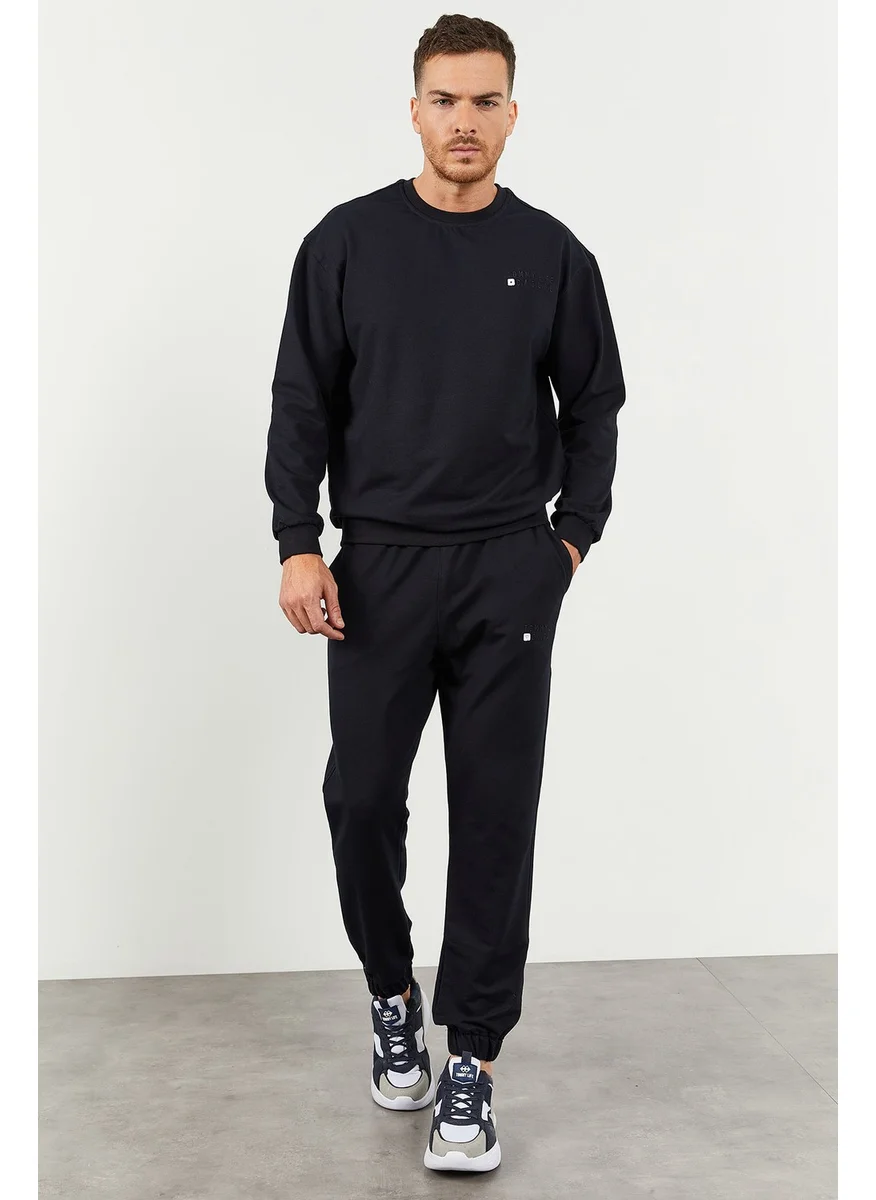 Tommy Life Navy Blue Men's Casual O Neck Oversize Elastic Leg Tracksuit - 85120