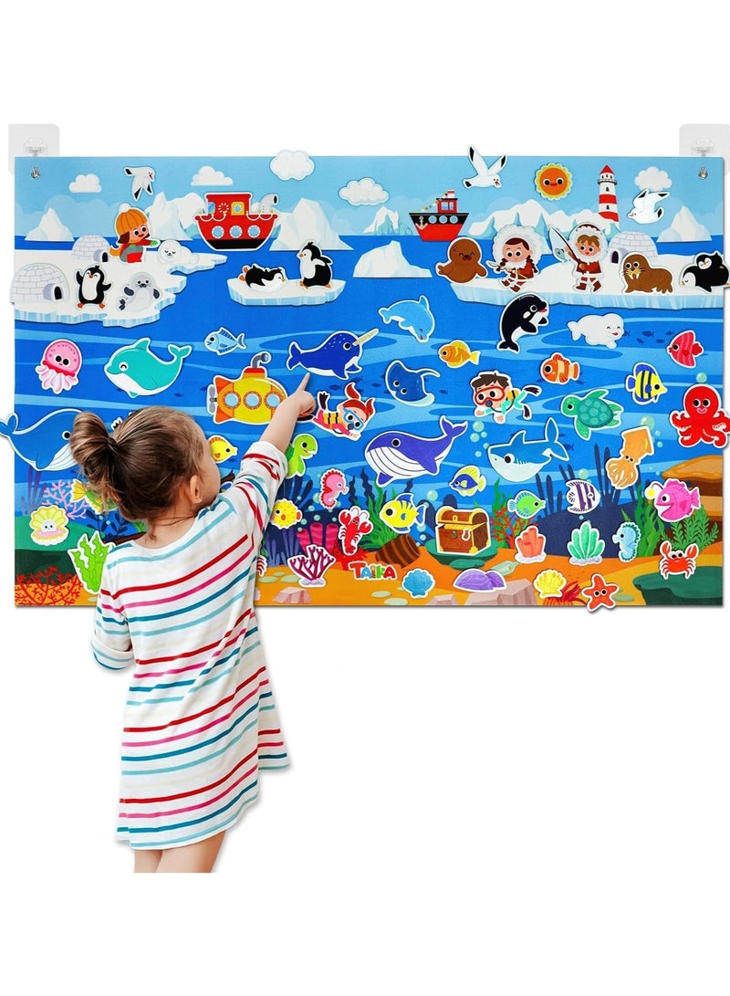 Soofam Ocean Felt Story Board Set, Interactive Felt Board, Fuzzy Flannel Board, Preschool Storytelling, Classroom Educational Learning Play Kit, Interactive Teaching Kit for 3 years + - Image 1