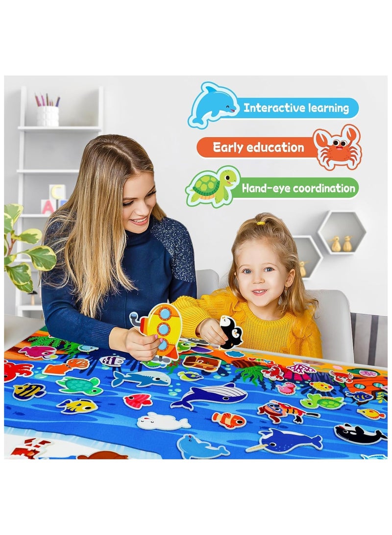 Soofam Ocean Felt Story Board Set, Interactive Felt Board, Fuzzy Flannel Board, Preschool Storytelling, Classroom Educational Learning Play Kit, Interactive Teaching Kit for 3 years + - Image 2