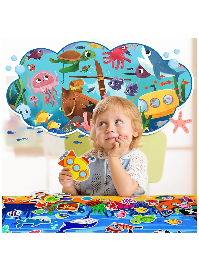 Soofam Ocean Felt Story Board Set, Interactive Felt Board, Fuzzy Flannel Board, Preschool Storytelling, Classroom Educational Learning Play Kit, Interactive Teaching Kit for 3 years + - Image 3